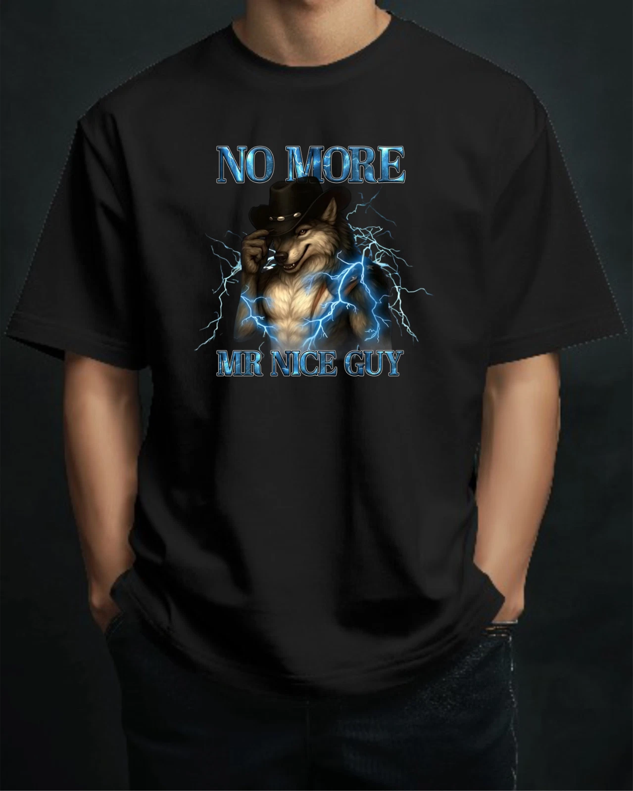 No More Mr Nice Guy Alpha Wolf Funny T-Shirt, Brain Rot Meme Graphic Tee