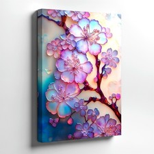 Wall Art Pastel Cherry Blossom Floral Canvas Print Pink Purple Botanical Decor