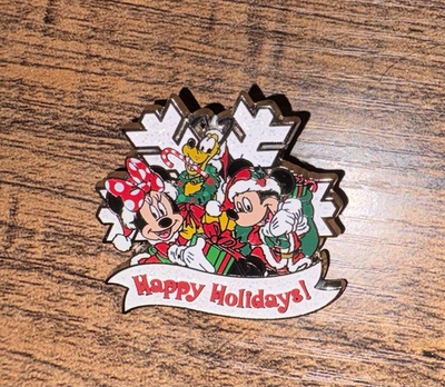 #ad Disney Mickey Mouse Minnie Pluto Happy Holidays Starter My First Christmas Pin $19.95