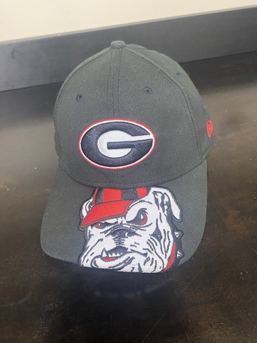 Georgia Bulldog UGA Ball Cap New Era M/L Black Embroidered EUC - Picture 1 of 6