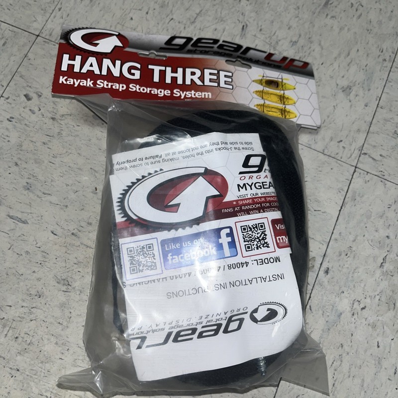 GEAR UP HANG THREE Kayak/Canoe Strap Storage System NEW In Packag Indoor/Outdoor