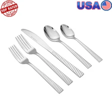 20pcs Stainless Steel Flatware Set Service 4 Ergonomic Handles Dishwasher Safe