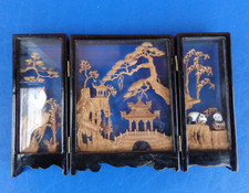 Asia Korkschnitzerei Korkbild Diorama Hinterglas 80er Jahre
