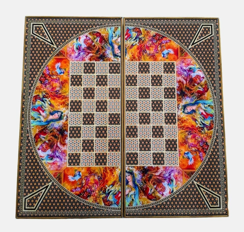 Backgammon Set Persian Khatam Wooden Handmade Game Board 50cm / Gift for Dad🎁 - Picture 5 of 8