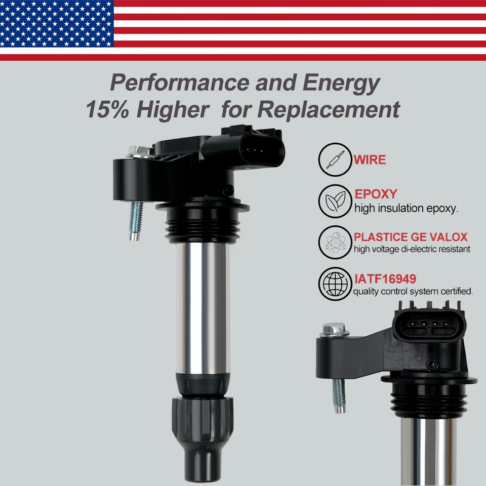 6X High Performance OEM Ignition Coil & Spark Plugs for GMC Chevy Cadillac UF569 - Image 3 of 4