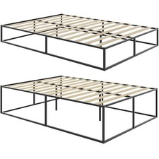 Bed Frame Bedroom Double Frames Metal Base Flexible Slats with Storage Space