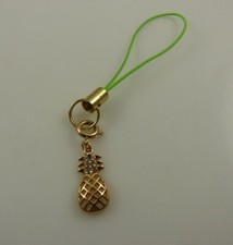 Pineapple goldtone hospitality cell phone purse charm strap