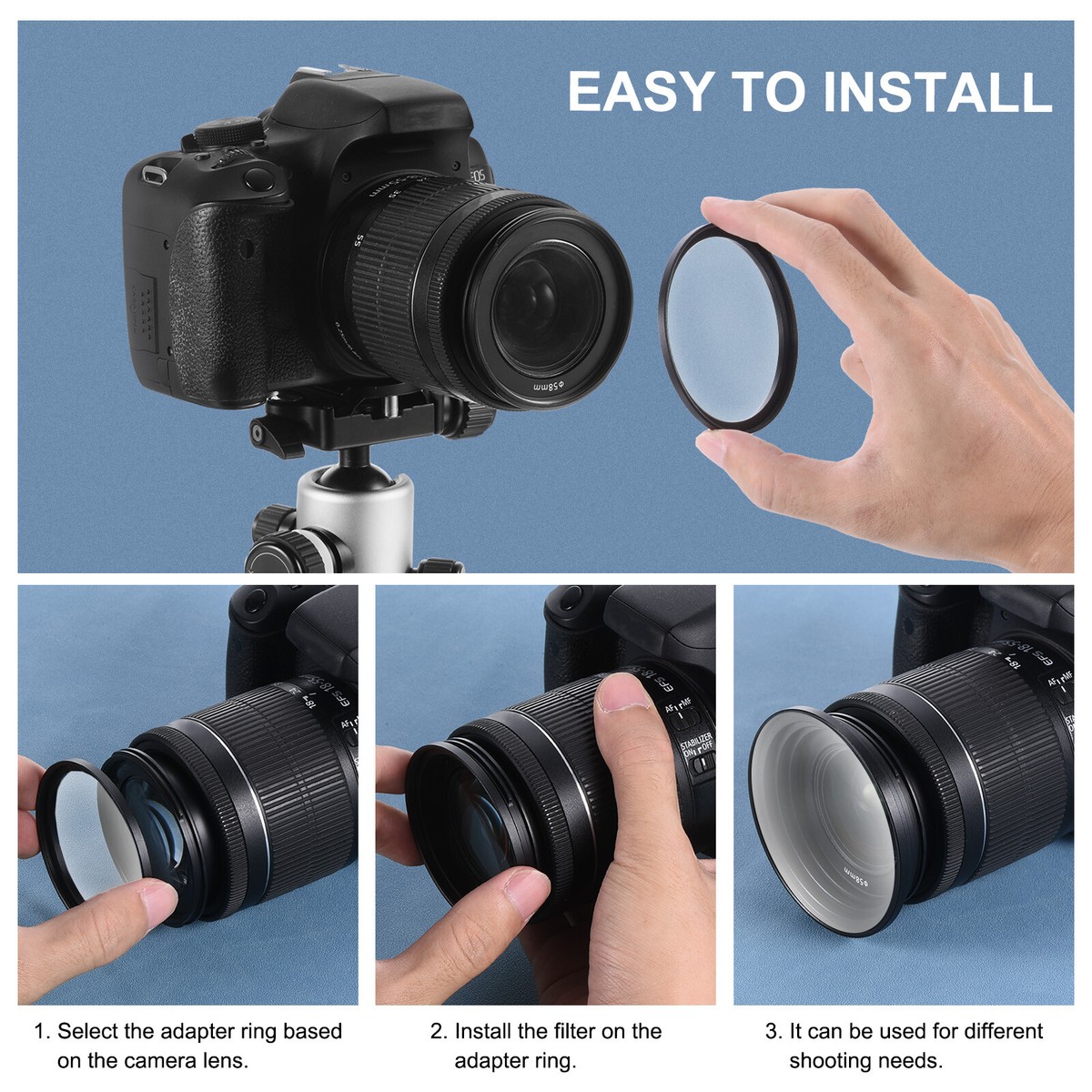 PATIKIL Anillo Adaptador De Filtro De 34 Mm A 37 Mm – Rosca Macho/hembra – Aluminio Negro, Mate – Para Lentes De Cámara, Filtros Y Parasoles
