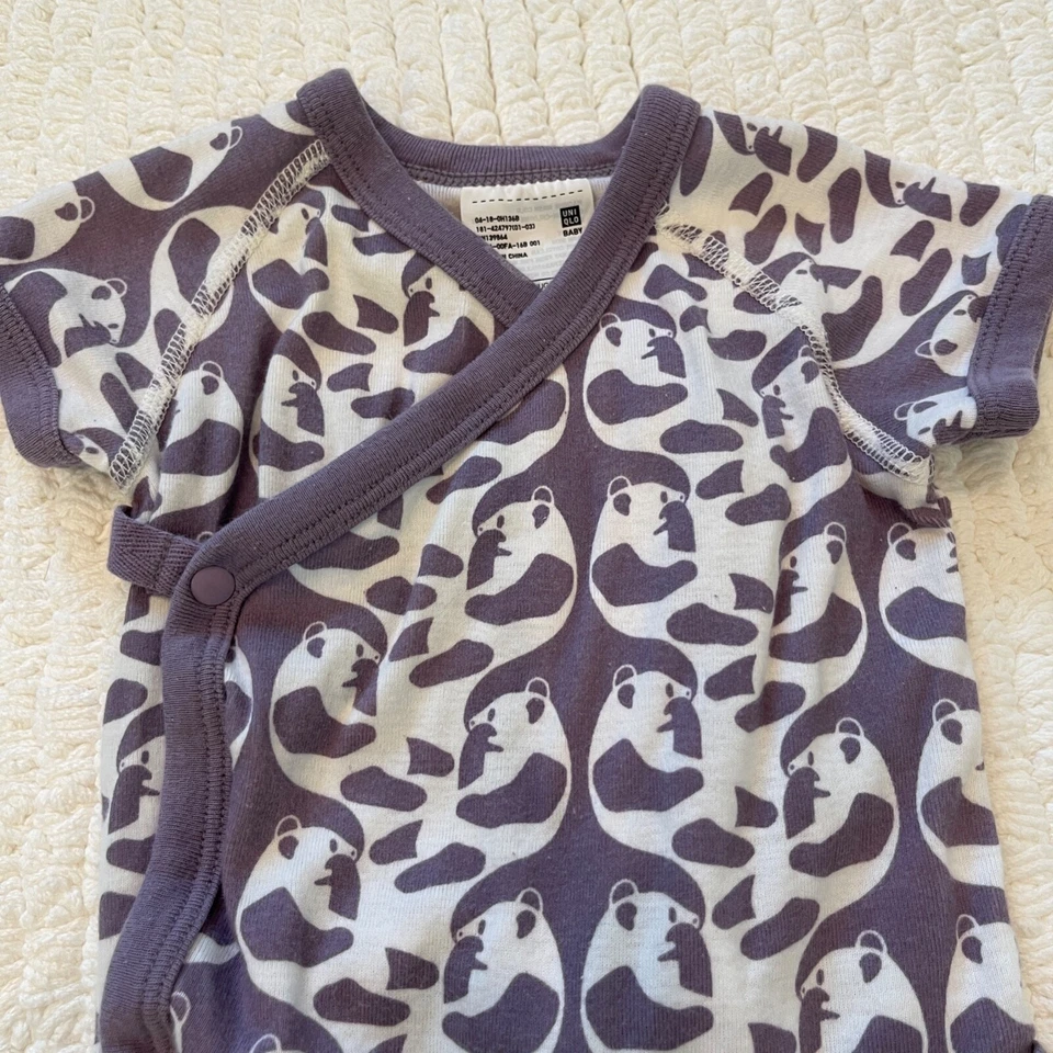 优衣库海贼王婴儿男女通用尺寸 0-3M 紫色动物印花熊猫熊紧身衣 — 第 2/4 张图片