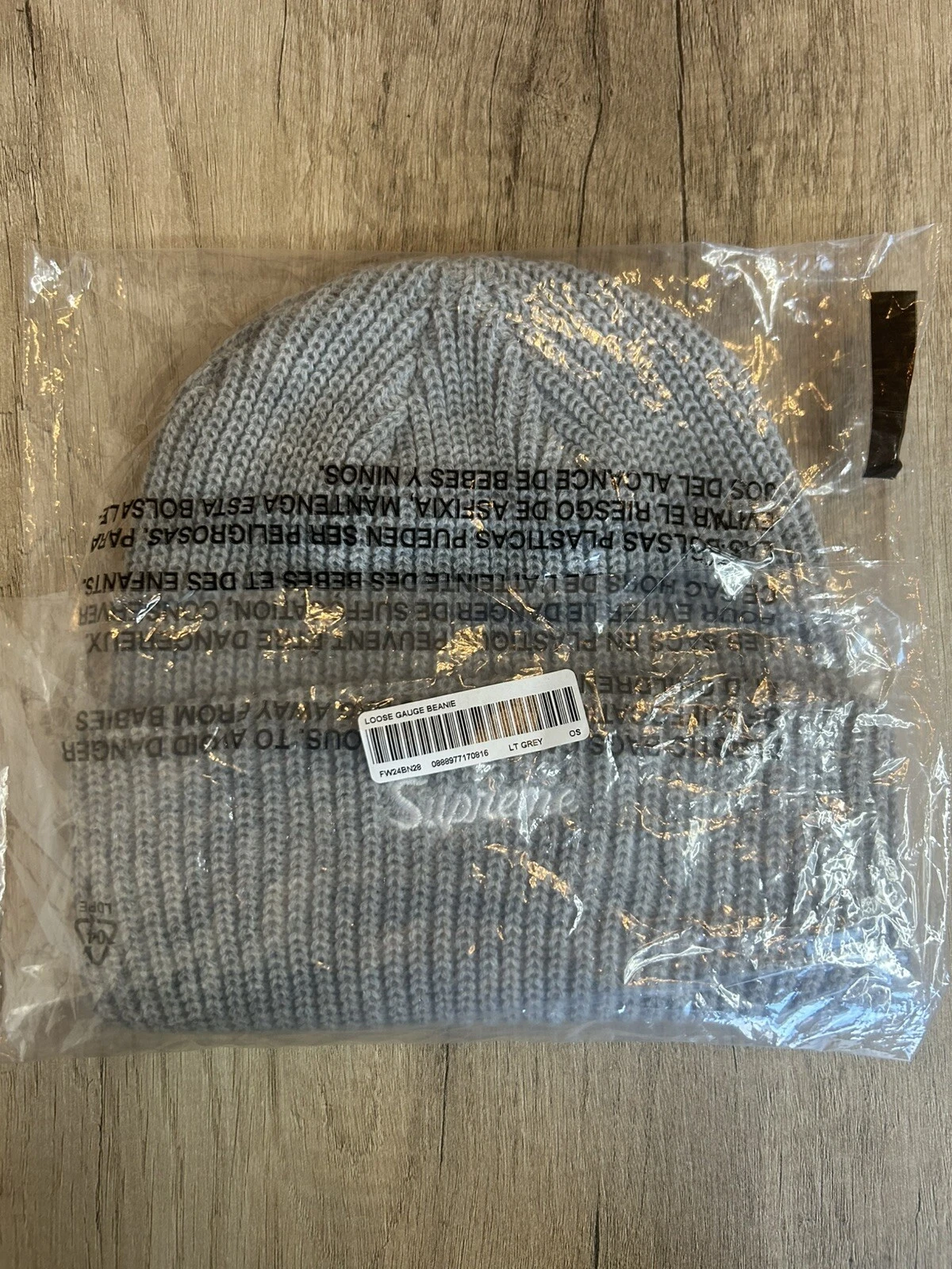 Bonnet Supreme Loose Gauge gris clair (OS) (neuf/jamais porté)