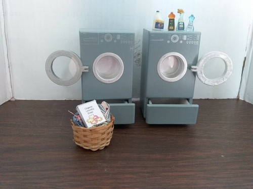 Juego de lavadora y secadora de granito moderna en miniatura para casa de muñecas escala 1:12 - Imagen 5 de 8