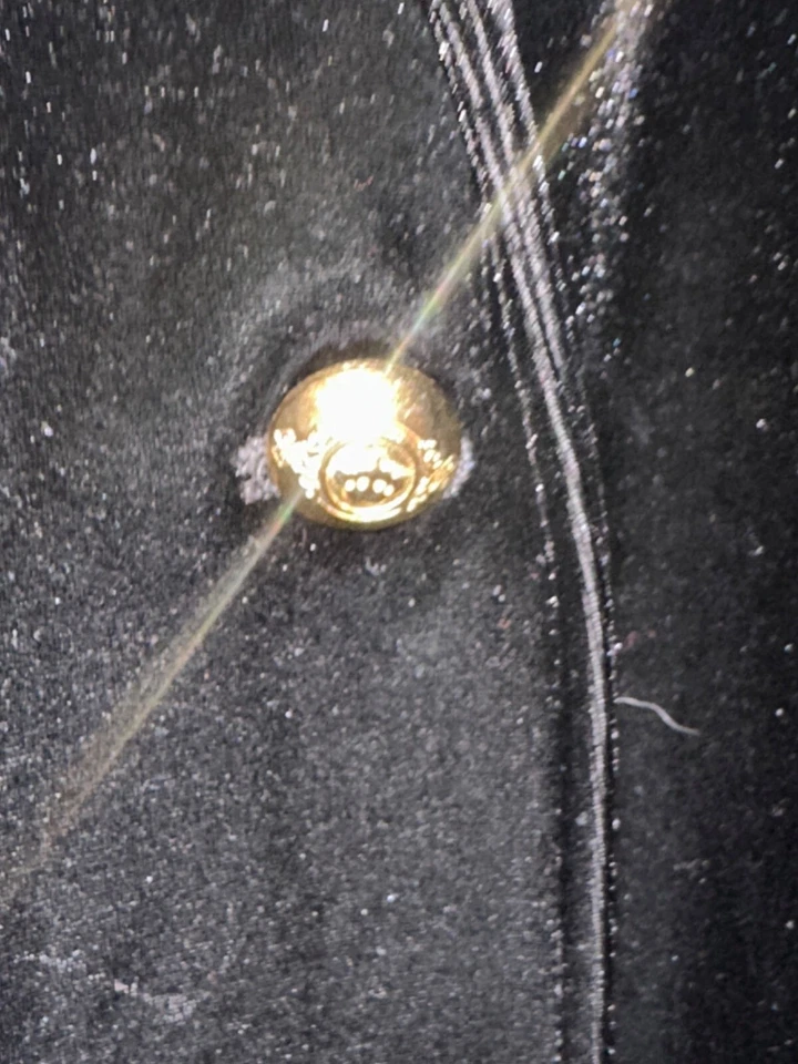 Chaqueta Blazer Joan Vass Terciopelo Negro XL Botón Dorado Poliéster Mezcla Spandex Mujer Foto 2 de 4