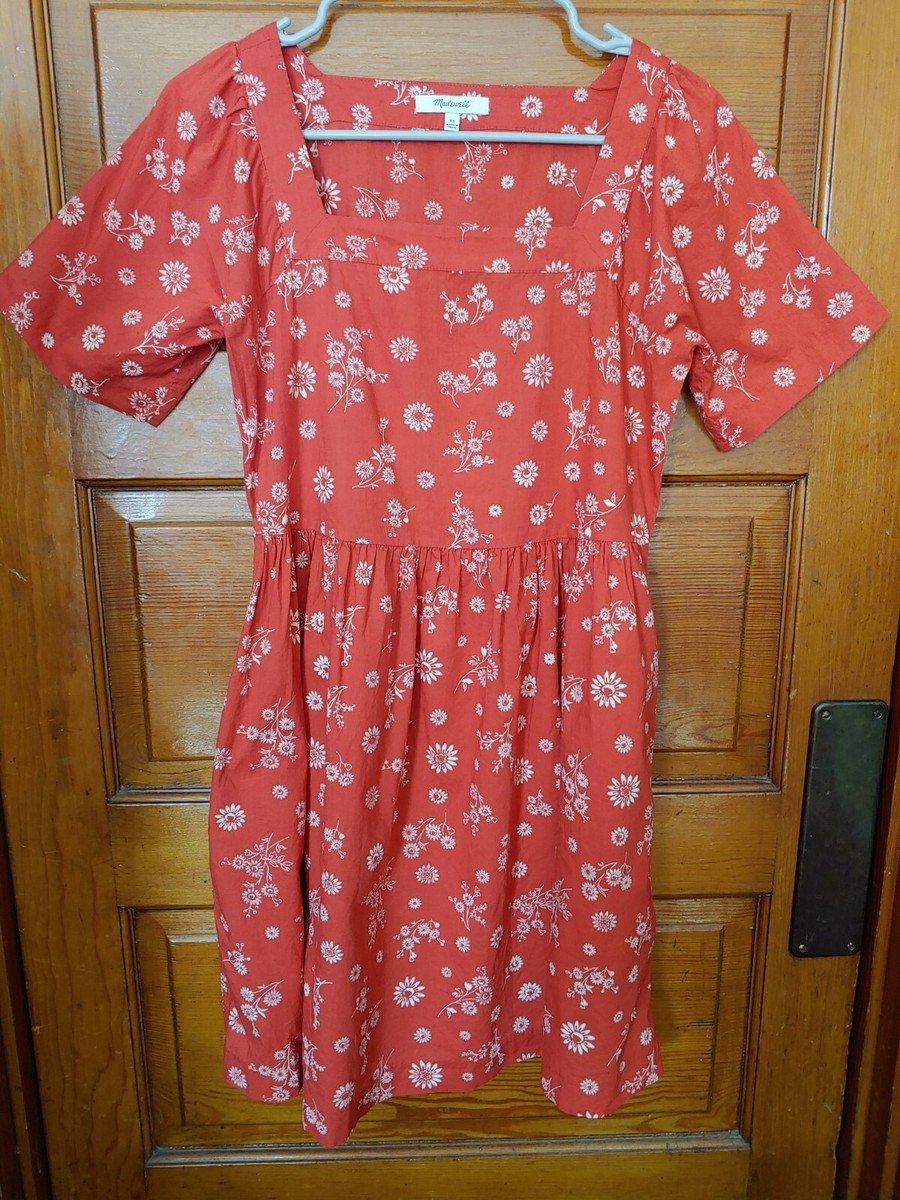 Madewell Size XS Mini Dress Allie Cottagecore Autumn Floral Orange Red Rust  | eBay