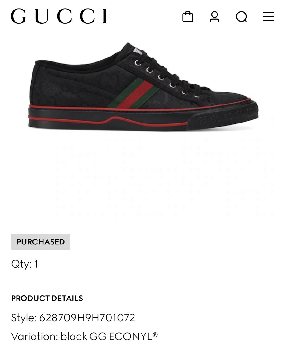 Size 11 - Gucci Tennis 1977 Off the Grid Low Black for sale online