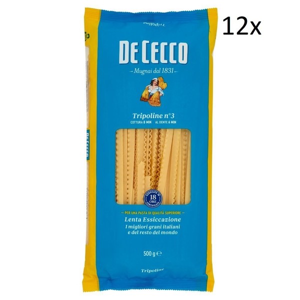 12X De Cecco Pasta Tripoline N°3 Nudeln 100% Italienisch 500G-image