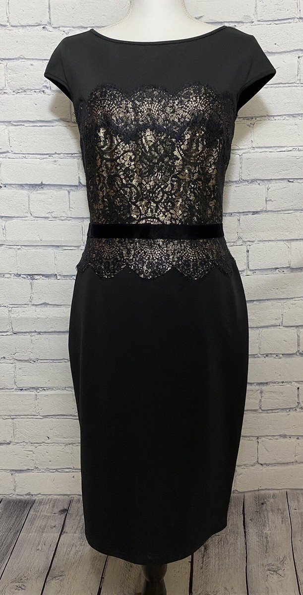 Tadashi Shoji black & gold formal Dress , Women's Size 8 | eBay