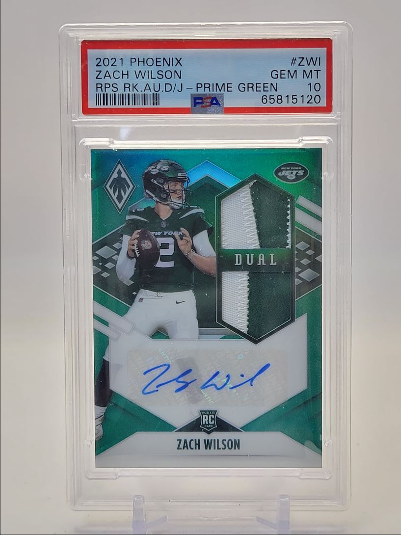 Zach Wilson Panini Phoenix Rps Rookie Auto Dual Jersey #ZWI Prime Green