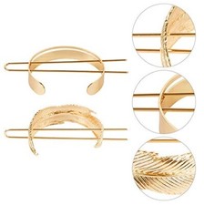Gold High Polished Alloy Bun Cage Hair Stick Jewelry Bun Holder Ponytail Cuff