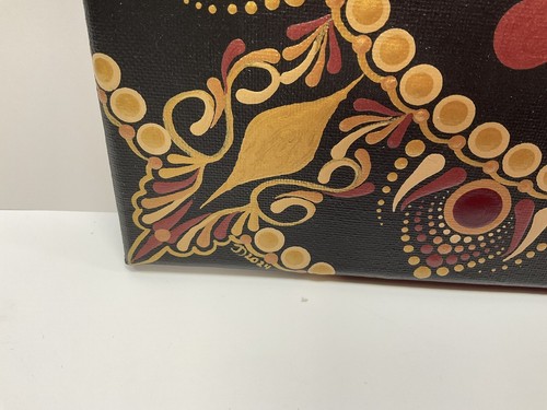 12” x 12” Cranberry And Golds Mandala Canvas - By JaDeL - Picture 3 of 6