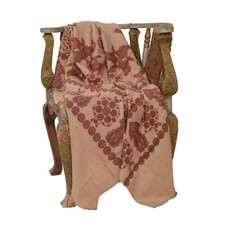 Sanskriti Vintage Long Peach Shawl Pure Woollen Peach Printed Scarf Throw Stole