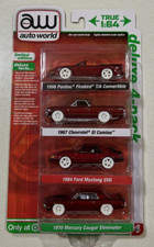 Auto World Target 4 Pack Firebird, El Camino, Mustang Cougar Ultra Red Chase