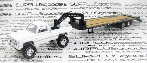 Greenlight 1:64 LOOSE LIFTED White 1986 CHEVROLET SILVERADO w/Gooseneck Trailer