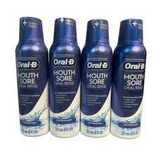 Oral-B Mouth Sore Oral Rinse Soothing Mint Alcohol-Free 8 fl oz 237 ml -4 pack