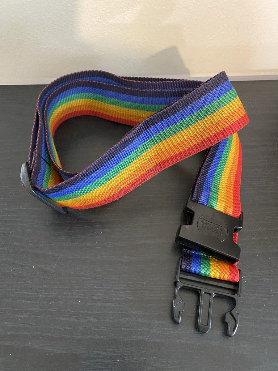 Vintage American Tourister Rainbow Color Buckle Strap Adjustable Luggage  Strap