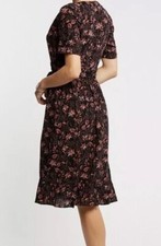 FAT FACE. “Willa Monkey Dress”  MIDI Wrap Dress. Size 10. Black. Floral.