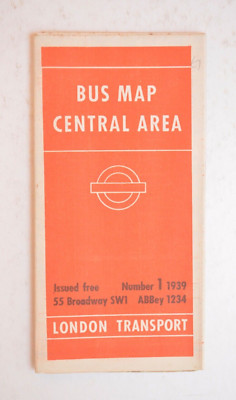 London Transport Central Area Bus Map No.1 1939