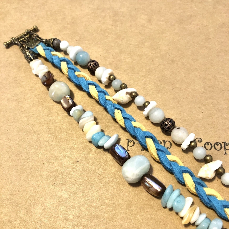 Pulsera Estrella de Mar con Amazonita Mop Seashell 3 Capas Artesanal Hecha a Mano EE. UU. 1689 Foto 3 de 3