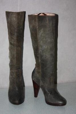 THE FRYE COMPANY Bottes Cavalières Talons Cuir Chiné T 38/ 7 TBE - Photo 1/4