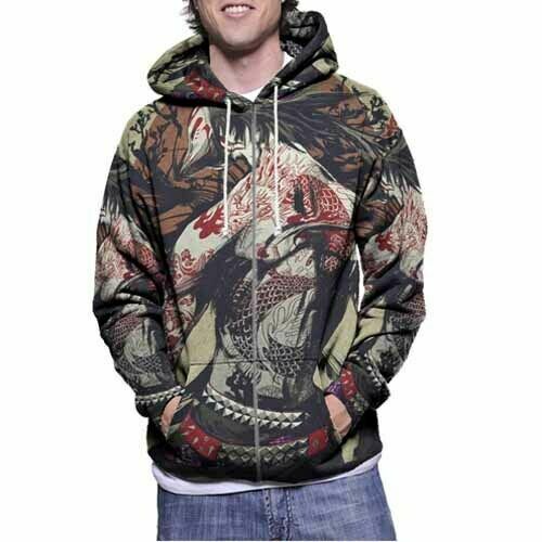 Hoodie Dragon Tattoo Fullprint Polyester New Zipper Hoodie-image