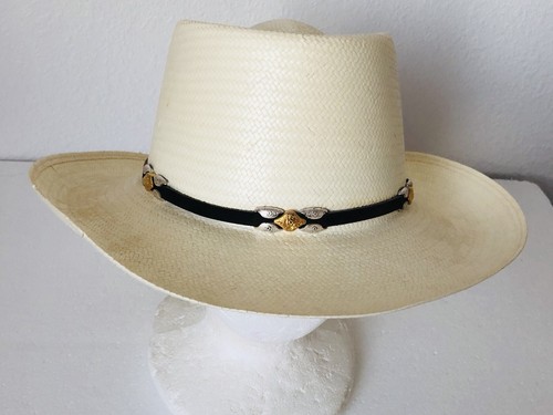 Western Cowboy White Straw Hat Silver 