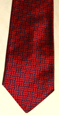 BRUNO PIATTELLI Silk Neck Tie Red Blue Geometric Design Men's Necktie