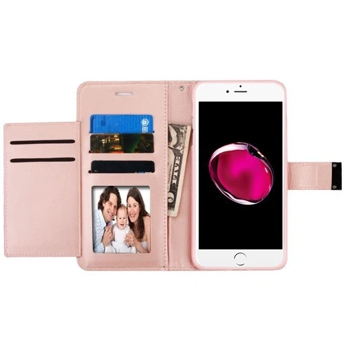 For Apple iPhone 7 8 Plus 5 Card Slot Leather Flip Wallet Case Cover Pouch +Hook - Image 3 of 4