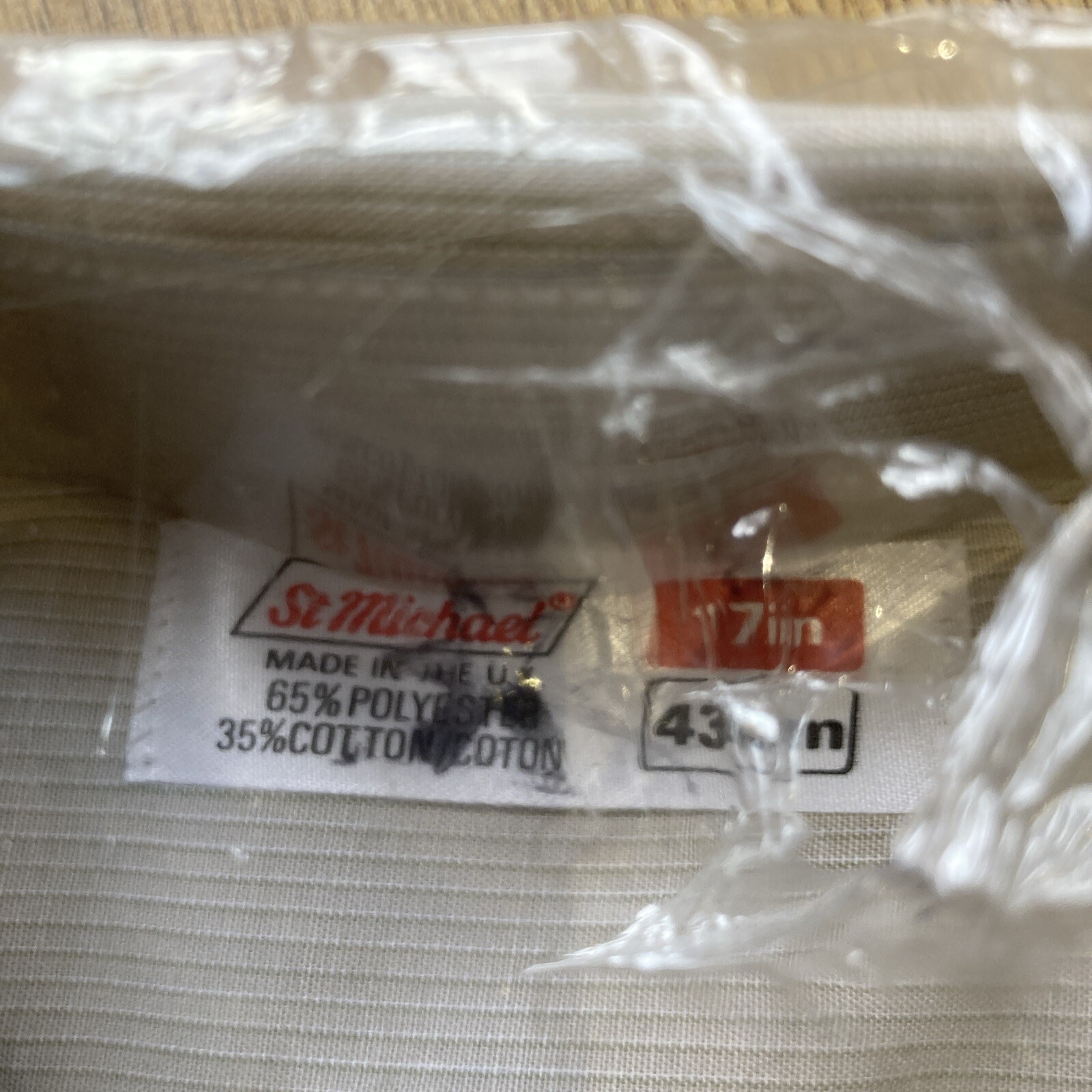 Vintage Mens St Michael 17in Beige Fine Stripe Shirt 3