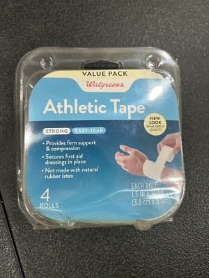 Walgreens Value Pack Of Athletic Tape. 4 Easy Tear Rolls. 1.5  X 10yd Rolls