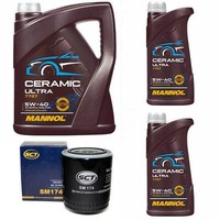 MotoröL Set Mannol 5W-40 Ceramic Ultra 7 Liter + ÖLfilter FüR Audi A6 A4 A8 3.0