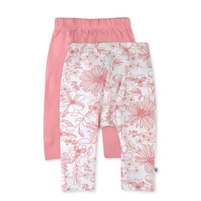 Honest Baby Clothing Girl's 2 Pack Pants NEW Floral / Solids Size 3-6 Months