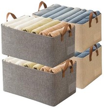 4 Pcs Closet Clothes Organizer With Handle Closet Shelf Fabric Storage Box Steel
