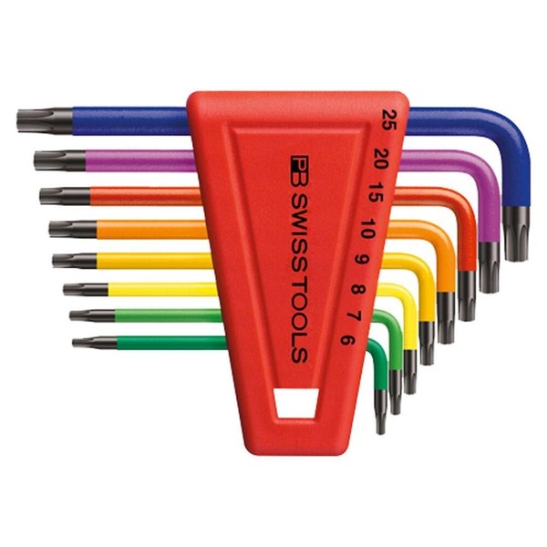 8pcs 6-point Star L-Key Wrench Set Rainbow with Plastic Holder PB 410.H 6-25 RB