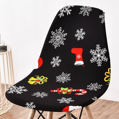 1pc Christmas Chair Cover Elastic Stretch Oval Lounge Armless Chair Cover New