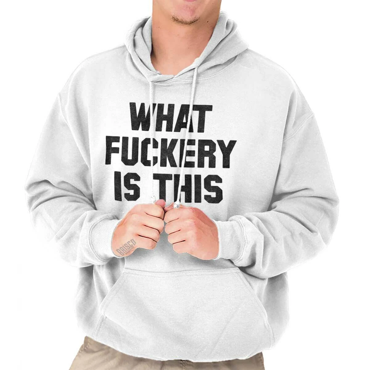 RHUDE What F***ery Is This Funny Sarcastic Vulgar Adult Long Sleeve Hoodie Sweatshirt
