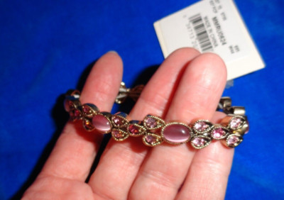 Marvella Pink Rhinestone & Cabochon Stretch Bracelet New With Tag