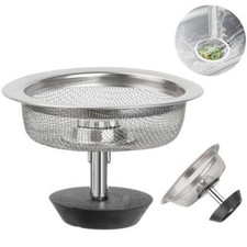 2Pcs Stainless Steel Home Kitchen Sink Drain Stopper Basket Strainer Waste Plug
