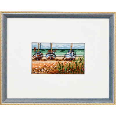 Permin Kreuzstich Stickpackung ''Boote/Strand'', Zählmuster, 23x18cm, 92-8420