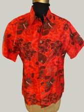 Vintage Royal Hawaiian Shirt Mens Red Hybiscus MAUI 60s Cotton Excellent  Sz S