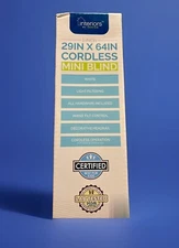 29in. X 64in. Cordless Mini Blinds w/ hardware Included-White 1 Inch/ EZ Install