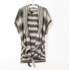 Banana Republic Belted Cardigan Gray White Sweater US WM's Medium